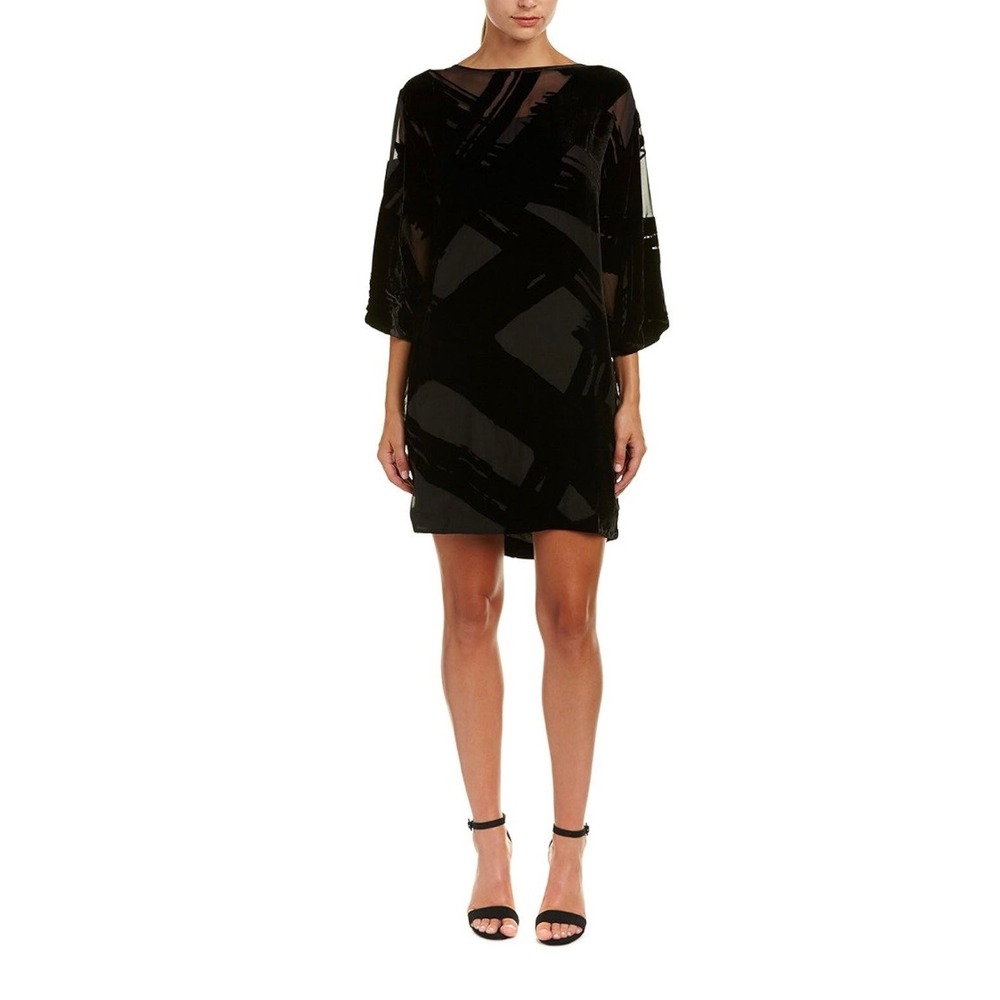 Trina Turk Women's Curious Sumi Burnout Spicy‎ Goth Velvet Kimono Sleeve Dress M